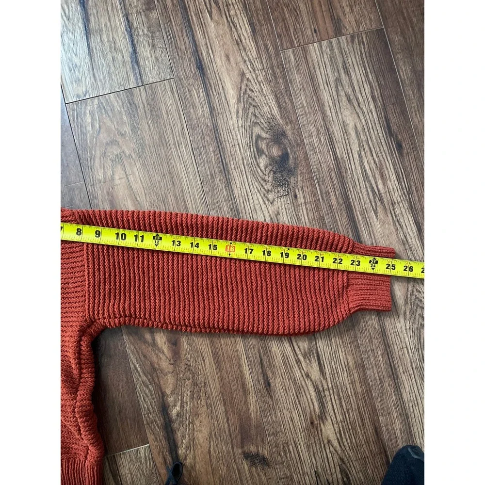 Hollister Rust Chunky Knit Sweater S Mock Neck Balloon Sleeve Boho Fall Cozy Y2K